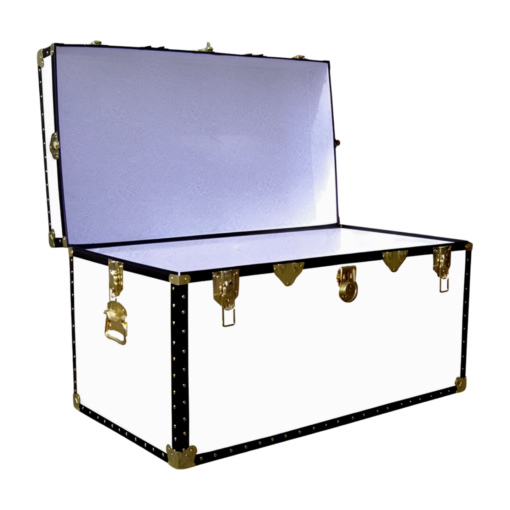 05-190 WL WHITE LEATHERETTE 36 Deep Storage Trunk with ABS Trim - Image 2