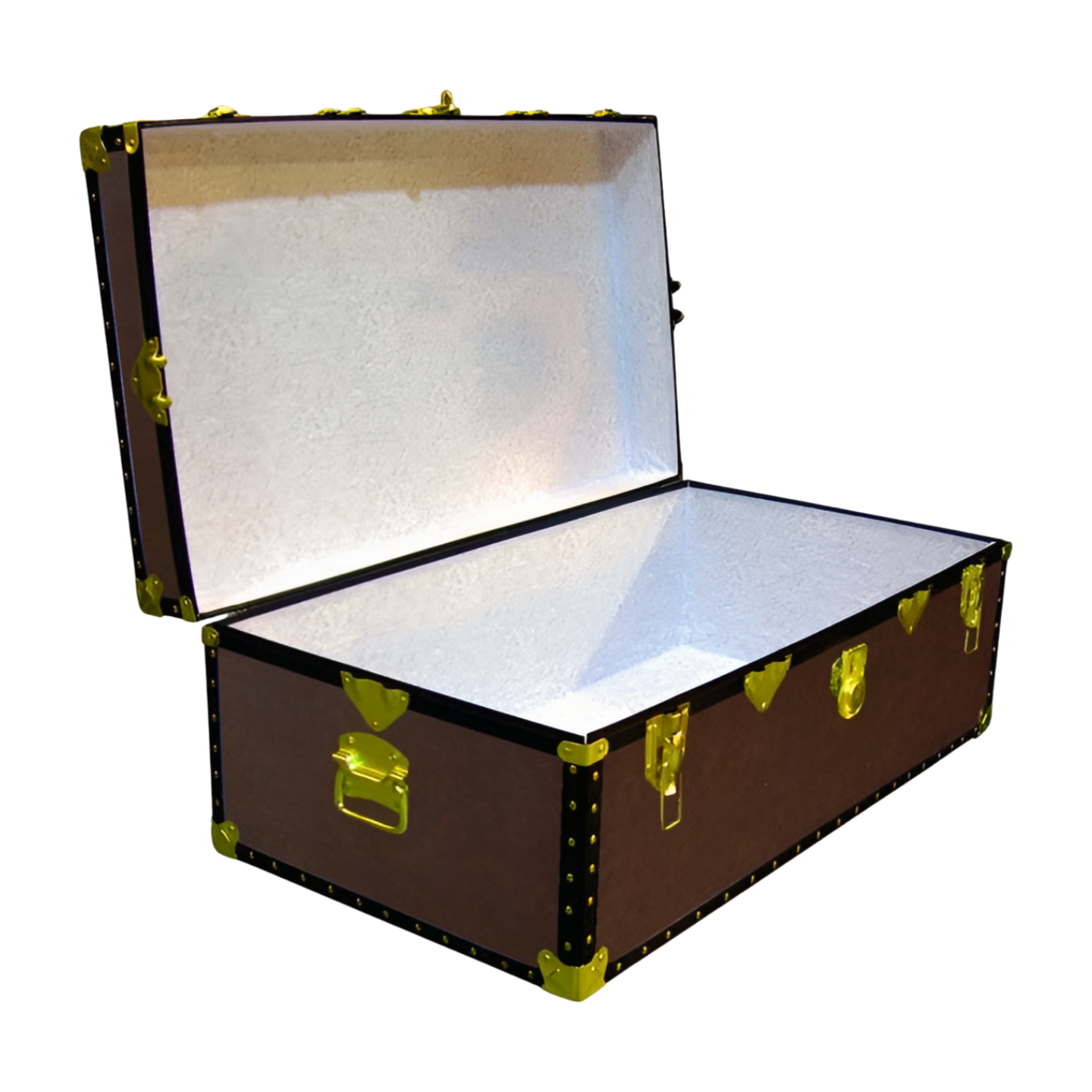 06-178 BL BROWN LEATHERETTE 36 Cabin Storage Trunk with ABS Trim - Image 2