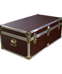 06-179 BLE BROWN LEATHERETTE 36 Cabin Storage Trunk with Alloy Trim