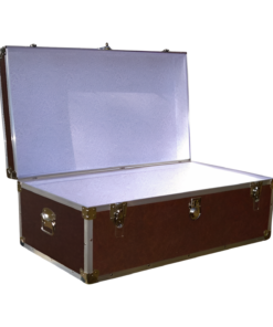 Alternative view of 06-179 BLE BROWN LEATHERETTE 36 Cabin Storage Trunk with Alloy Trim