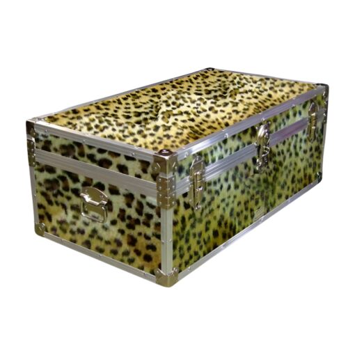 06-187 CHE FAUX CHEETAH 36 Cabin Storage Trunk with Alloy Trim
