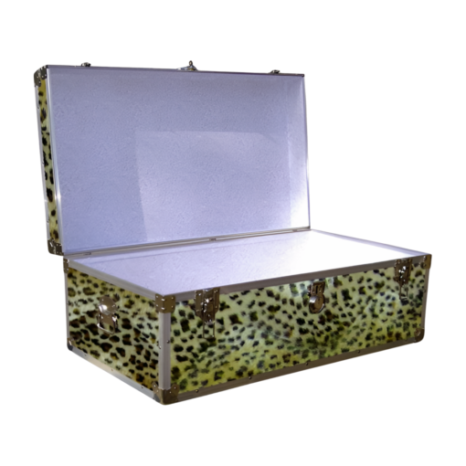 06-187 CHE FAUX CHEETAH 36 Cabin Storage Trunk with Alloy Trim - Image 2