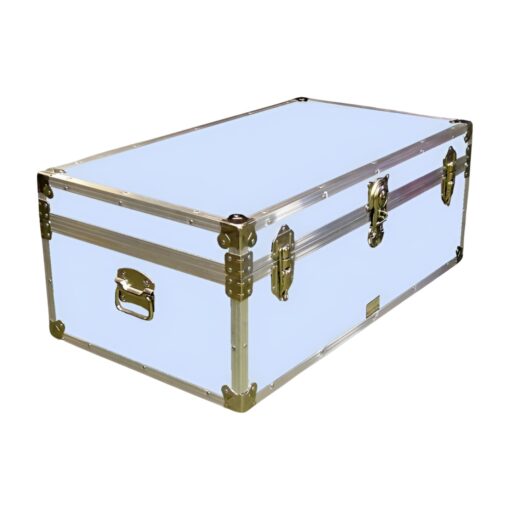 06-153 E SKY BLUE VINYL 36 Cabin Storage Trunk with Alloy Trim