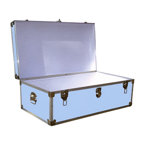 06-153 E SKY BLUE VINYL 36 Cabin Storage Trunk with Alloy Trim - Image 2