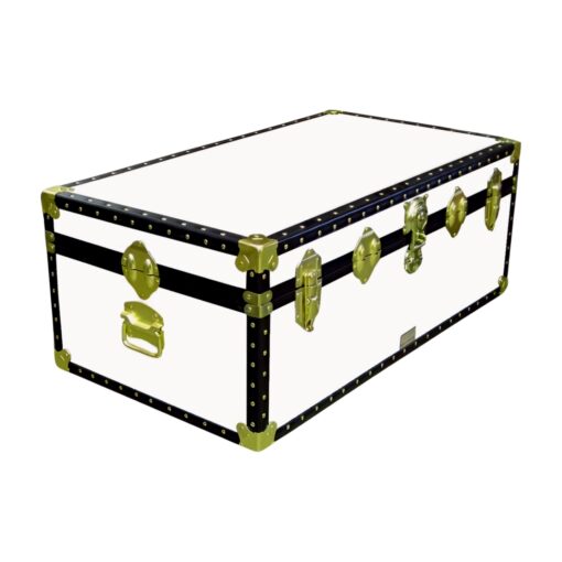 06-180 WL WHITE LEATHERETTE 36 Cabin Storage Trunk with ABS Trim