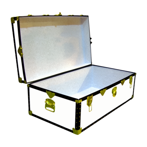 06-180 WL WHITE LEATHERETTE 36 Cabin Storage Trunk with ABS Trim - Image 2