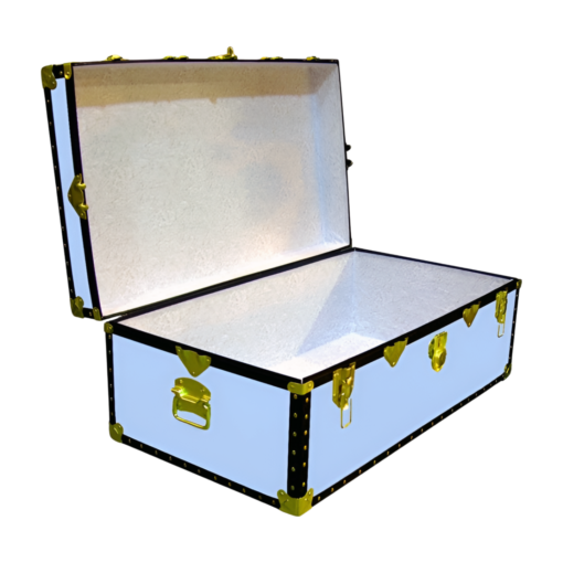 06-152 SKY BLUE VINYL 36 Cabin Storage Trunk with ABS Trim - Image 2