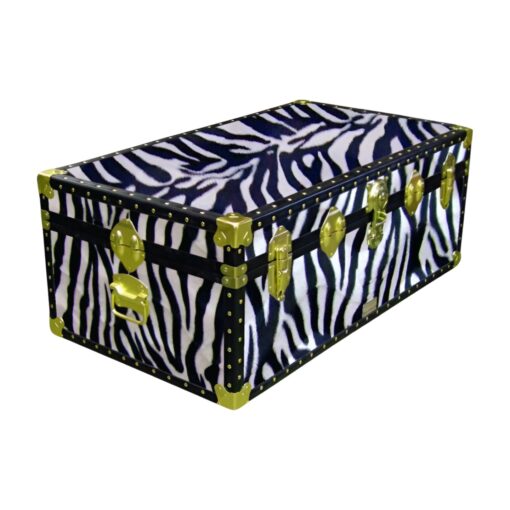 06-184 ZEB FAUX ZEBRA 36 Cabin Storage Trunk with ABS Trim
