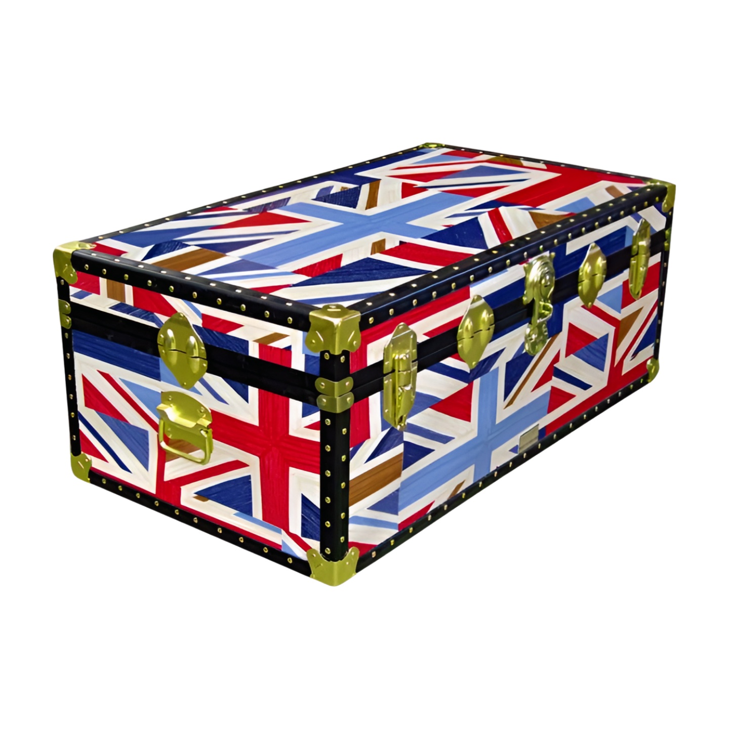 06-177 OCUJ OIL CLOTH UNION JACK 36 Cabin Storage Trunk with ABS Trim
