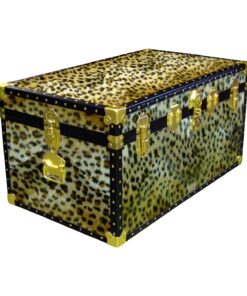 07-185 CH FAUX CHEETAH 33 Deep Storage Trunk with ABS Trim