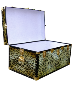 Alternative view of 07-185 CH FAUX CHEETAH 33 Deep Storage Trunk with ABS Trim