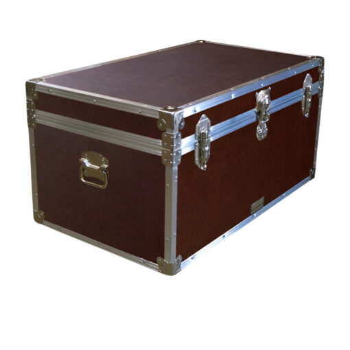 07-178 BLE BROWN LEATHERETTE 33 Deep Storage Trunk with Alloy Trim