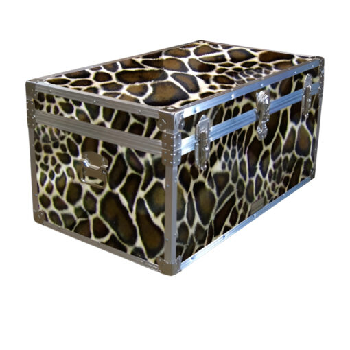 07-188 GE FAUX GIRAFFE 33 Deep Storage Trunk with Alloy Trim