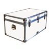 07-180 WLE WHITE LEATHERETTE 33 Deep Storage Trunk with Alloy Trim