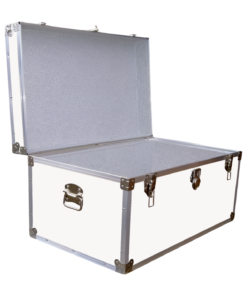 Alternative view of 07-180 WLE WHITE LEATHERETTE 33 Deep Storage Trunk with Alloy Trim
