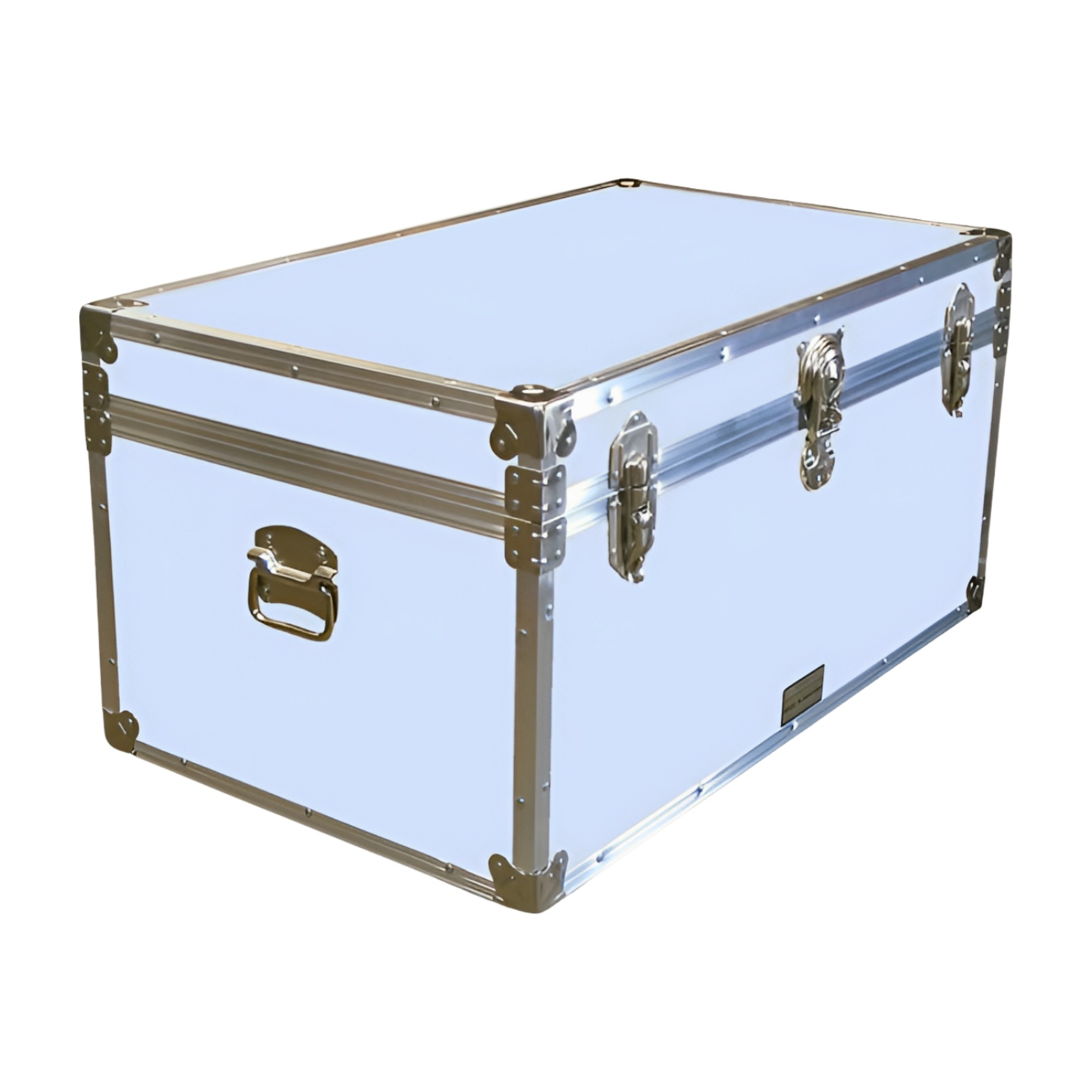 07-152 E SKY BLUE VINYL 33 Deep Storage Trunk with Alloy Trim