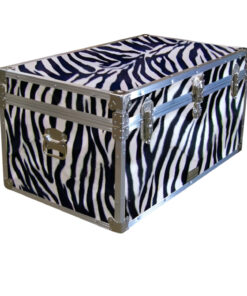 07-184 ZEBE FAUX ZEBRA 33 Deep Storage Trunk with Alloy Trim