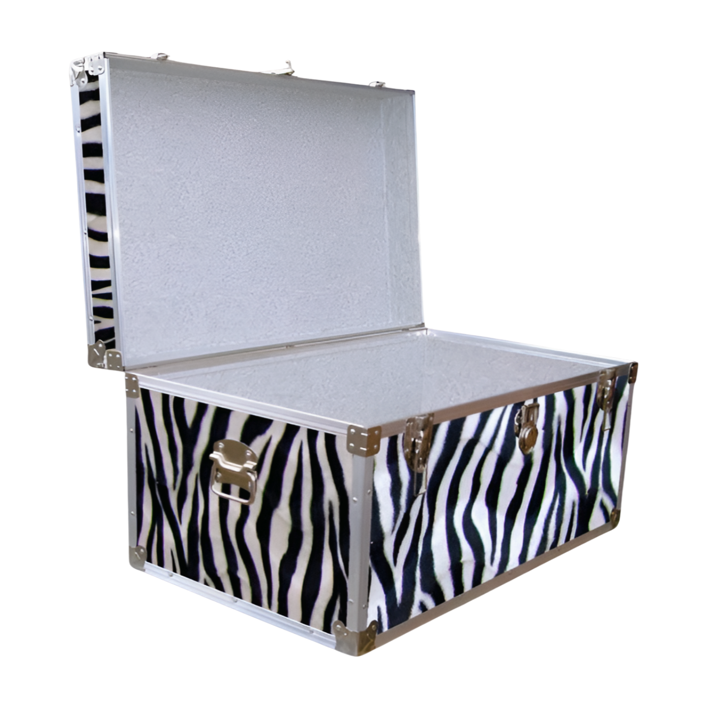 07-184 ZEBE FAUX ZEBRA 33 Deep Storage Trunk with Alloy Trim - Image 2
