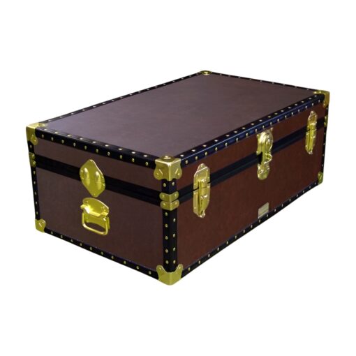 08-173 BL BROWN LEATHERETTE 33 Cabin Storage Trunk with ABS Trim