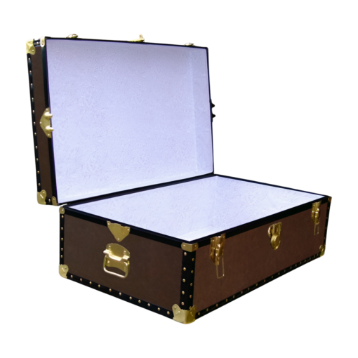 08-173 BL BROWN LEATHERETTE 33 Cabin Storage Trunk with ABS Trim - Image 2