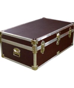 09-172 BLE BROWN LEATHERETTE 30 Cabin Storage Trunk with Alloy Trim