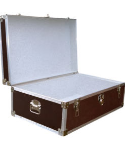 Alternative view of 08-174 BLE BROWN LEATHERETTE 33 Cabin Storage Trunk with Alloy Trim
