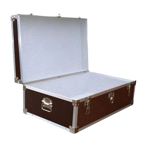 09-172 BLE BROWN LEATHERETTE 30 Cabin Storage Trunk with Alloy Trim - Image 2