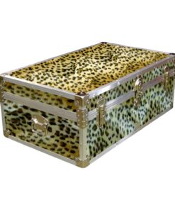 09-180 CHE FAUX CHEETAH 30 Cabin Storage Trunk with Alloy Trim
