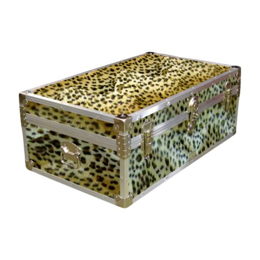 08-182 CHE FAUX CHEETAH 33 Cabin Storage Trunk with Alloy Trim