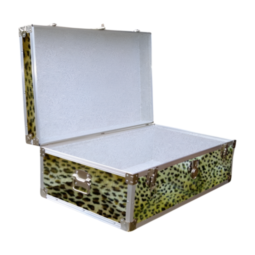 08-182 CHE FAUX CHEETAH 33 Cabin Storage Trunk with Alloy Trim - Image 2