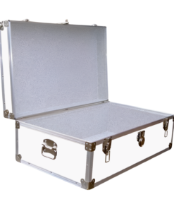 Alternative view of 09-174 WLE WHITE LEATHERETTE 30 Cabin Storage Trunk with Alloy Trim