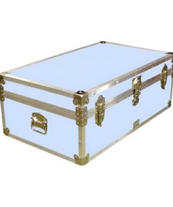 09-148 E SKY BLUE VINYL 30 Cabin Storage Trunk with Alloy Trim