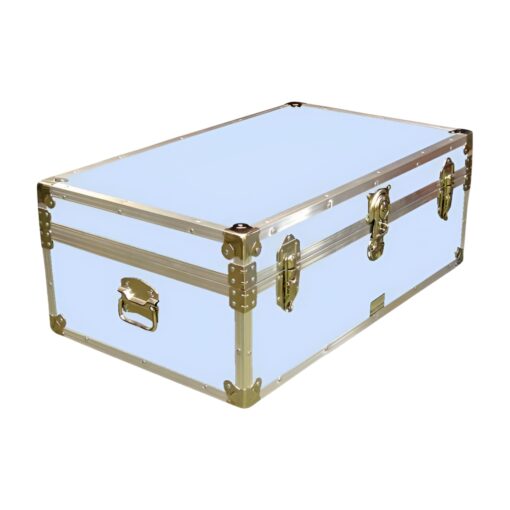 09-148 E SKY BLUE VINYL 30 Cabin Storage Trunk with Alloy Trim