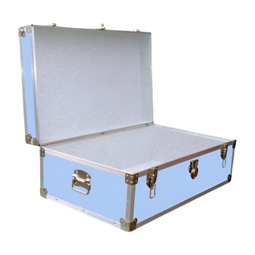 09-148 E SKY BLUE VINYL 30 Cabin Storage Trunk with Alloy Trim - Image 2