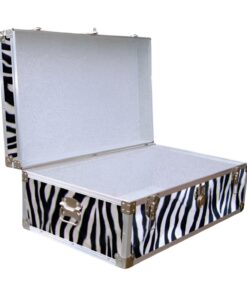 09-178 ZEBE FAUX ZEBRA 30 Cabin Storage Trunk with Alloy Trim