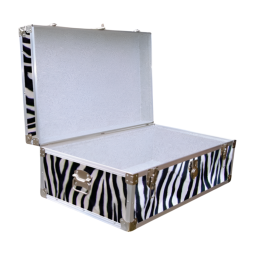 09-178 ZEBE FAUX ZEBRA 30 Cabin Storage Trunk with Alloy Trim - Image 2