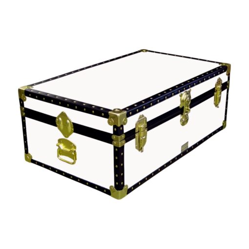 08-175 WL WHITE LEATHERETTE 33 Cabin Storage Trunk with ABS Trim