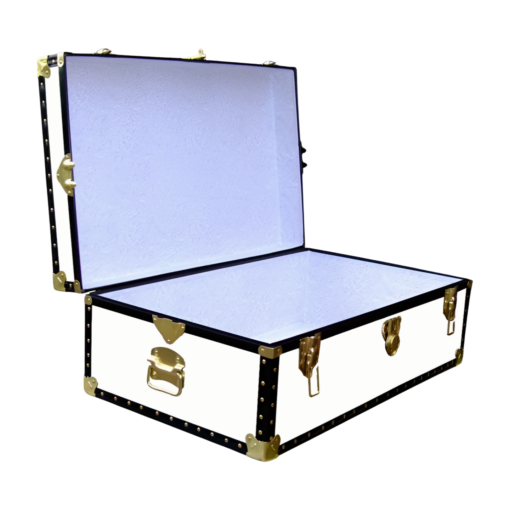 08-175 WL WHITE LEATHERETTE 33 Cabin Storage Trunk with ABS Trim - Image 2