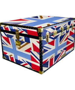 02-202 OCUJ OIL CLOTH UNION JACK Jumbo Storage Trunk with ABS Trim