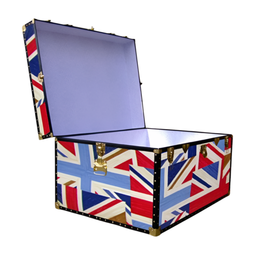 02-202 OCUJ OIL CLOTH UNION JACK Jumbo Storage Trunk with ABS Trim - Image 2