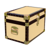 12-098 BEIGE LEATHERETTE Tuck Box Storage Trunk with ABS Trim